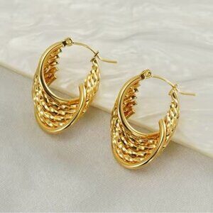 18K Gold Plated Ushape Twisted Hoop Earrings